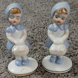 Vintage Girl Figures With A Flower Basket